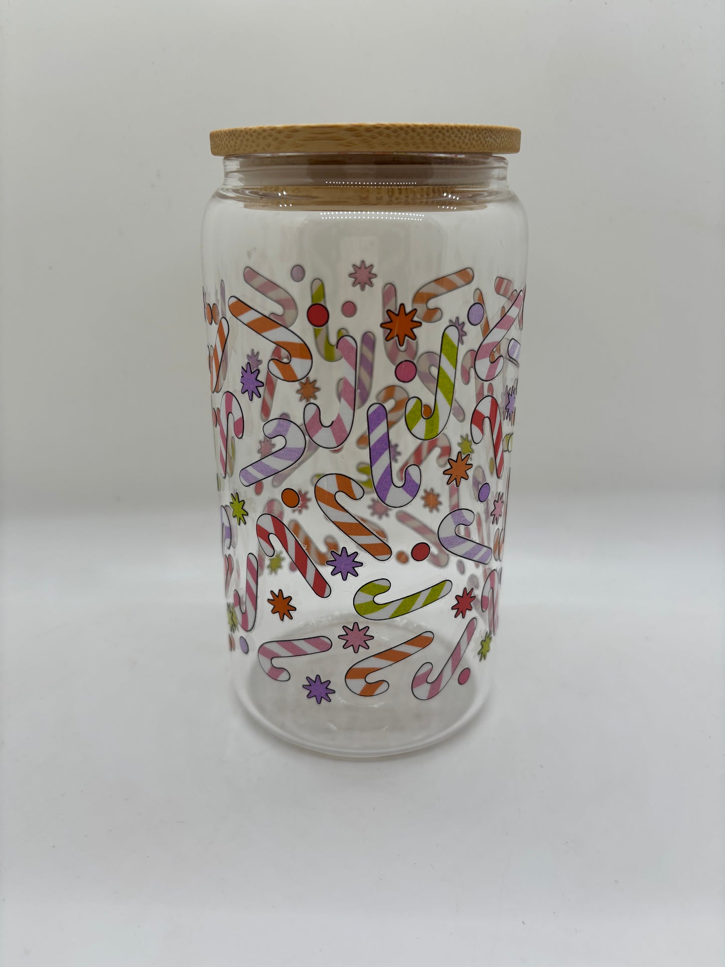 Candy Cane Glass Can Cup