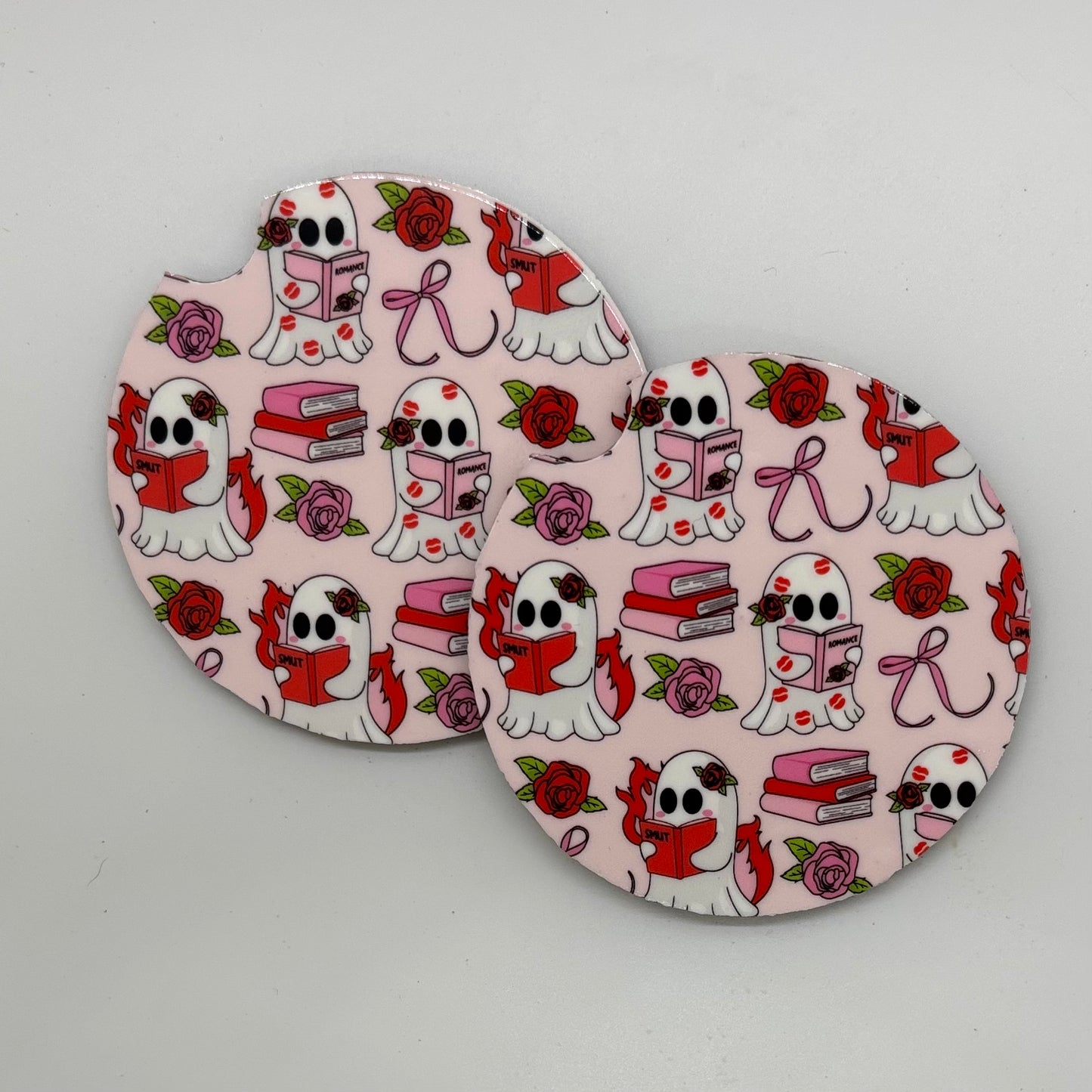 Love & Books Ghostie Car Coasters