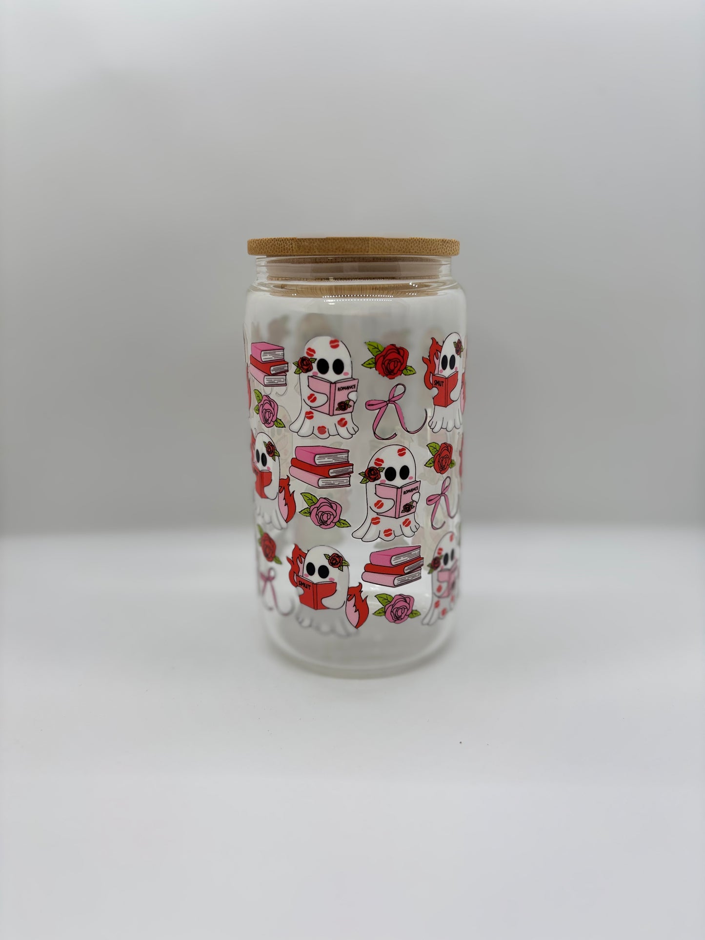 Love and Books Ghostie Glass Can Cup