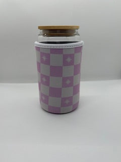 Large Pink Checkered Cup Coozie