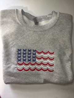 Bow American Flag Embroidered Sweatshirt