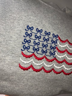 Bow American Flag Embroidered Sweatshirt