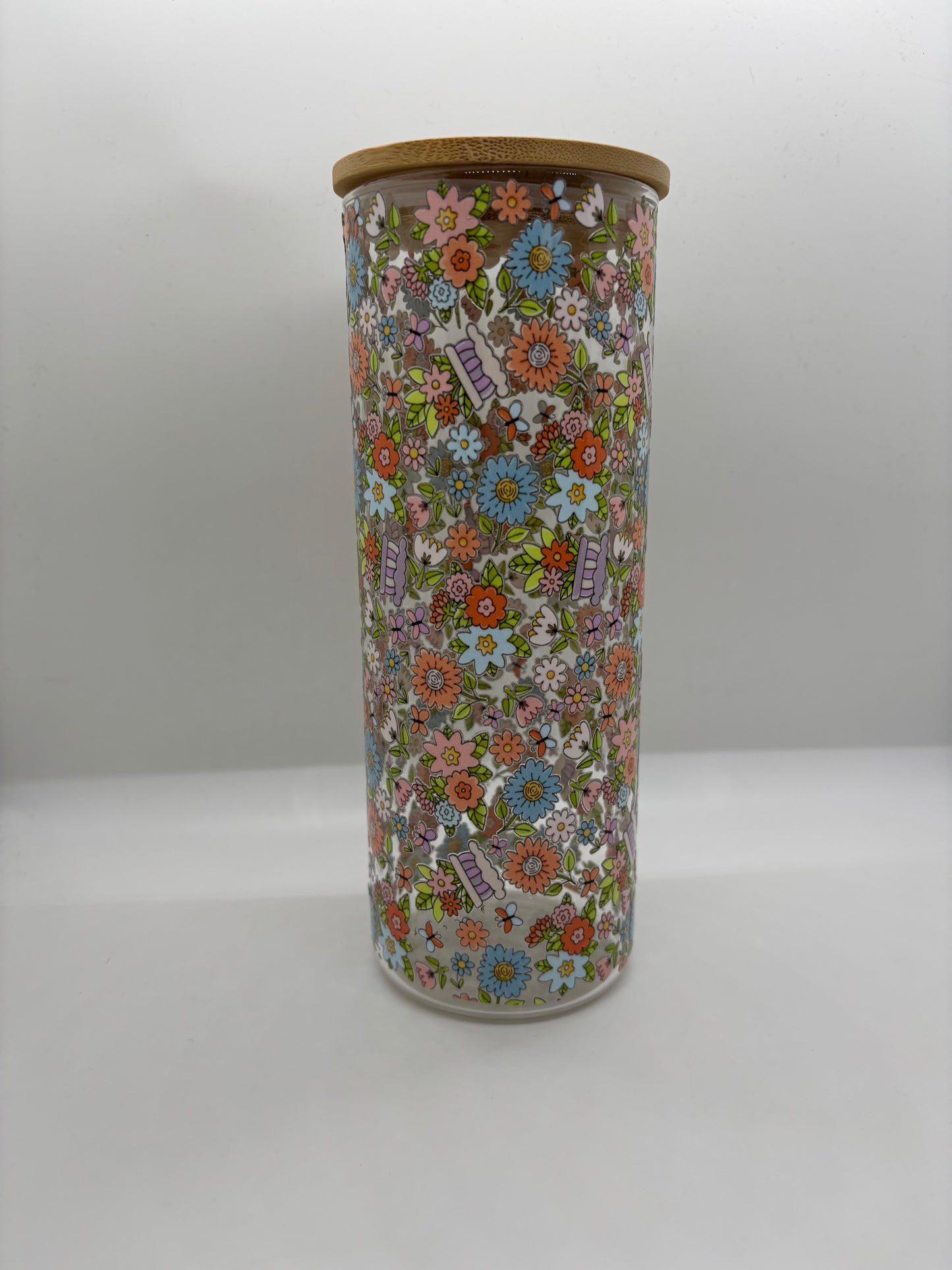 Vases of Flowers 25oz Glass Can Cup