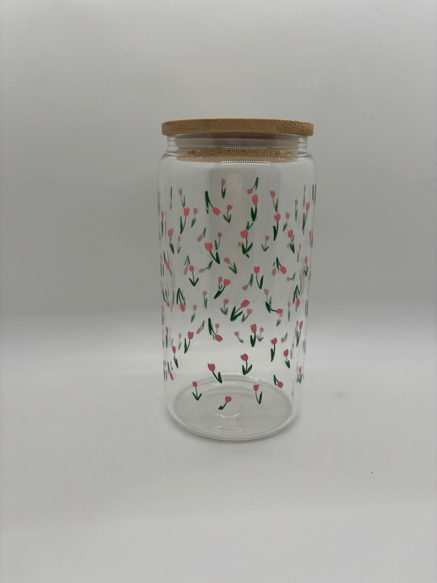 Dainty Roses Glass Can Cup