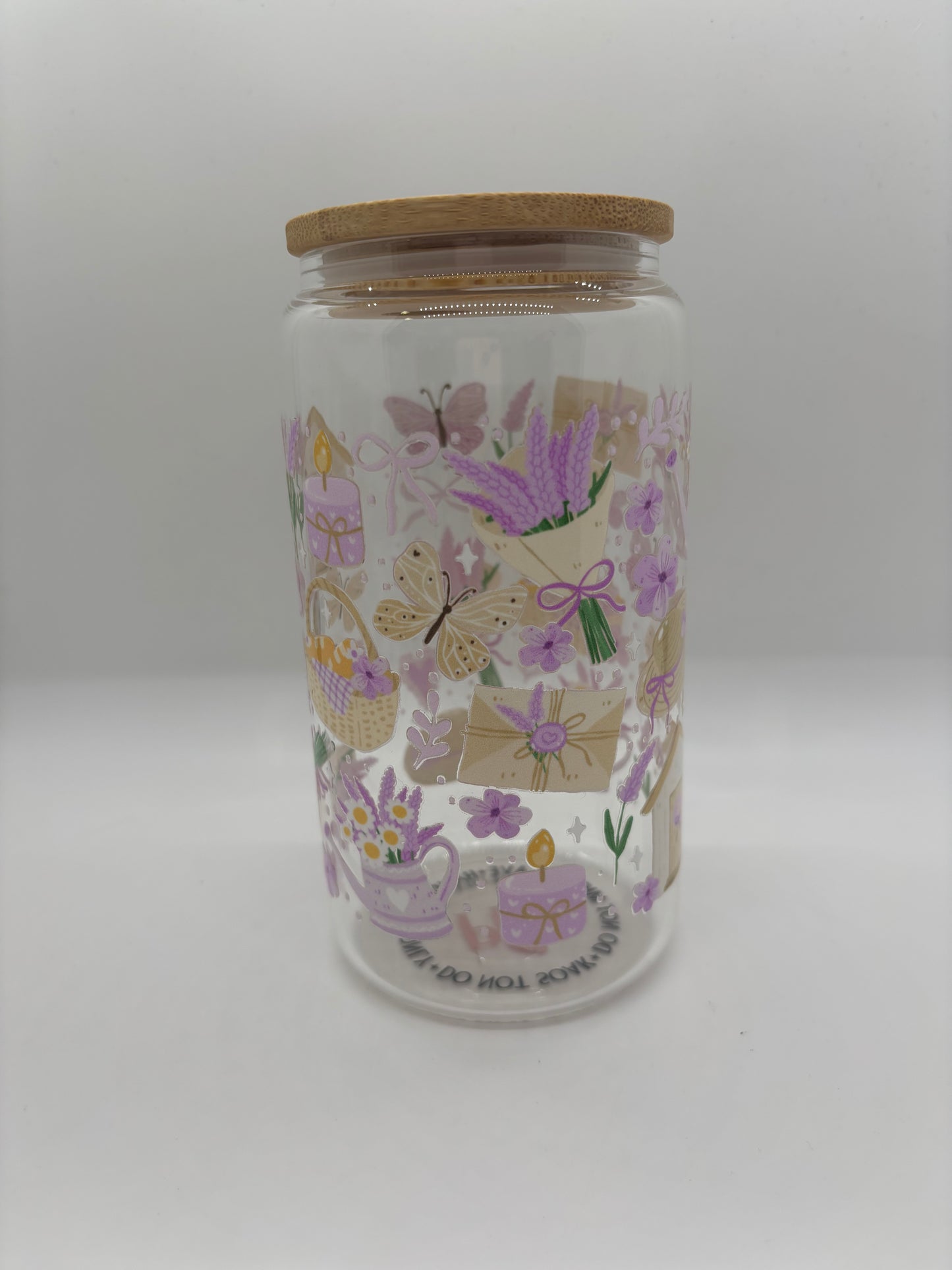Lavender Fields Glass Can Cup