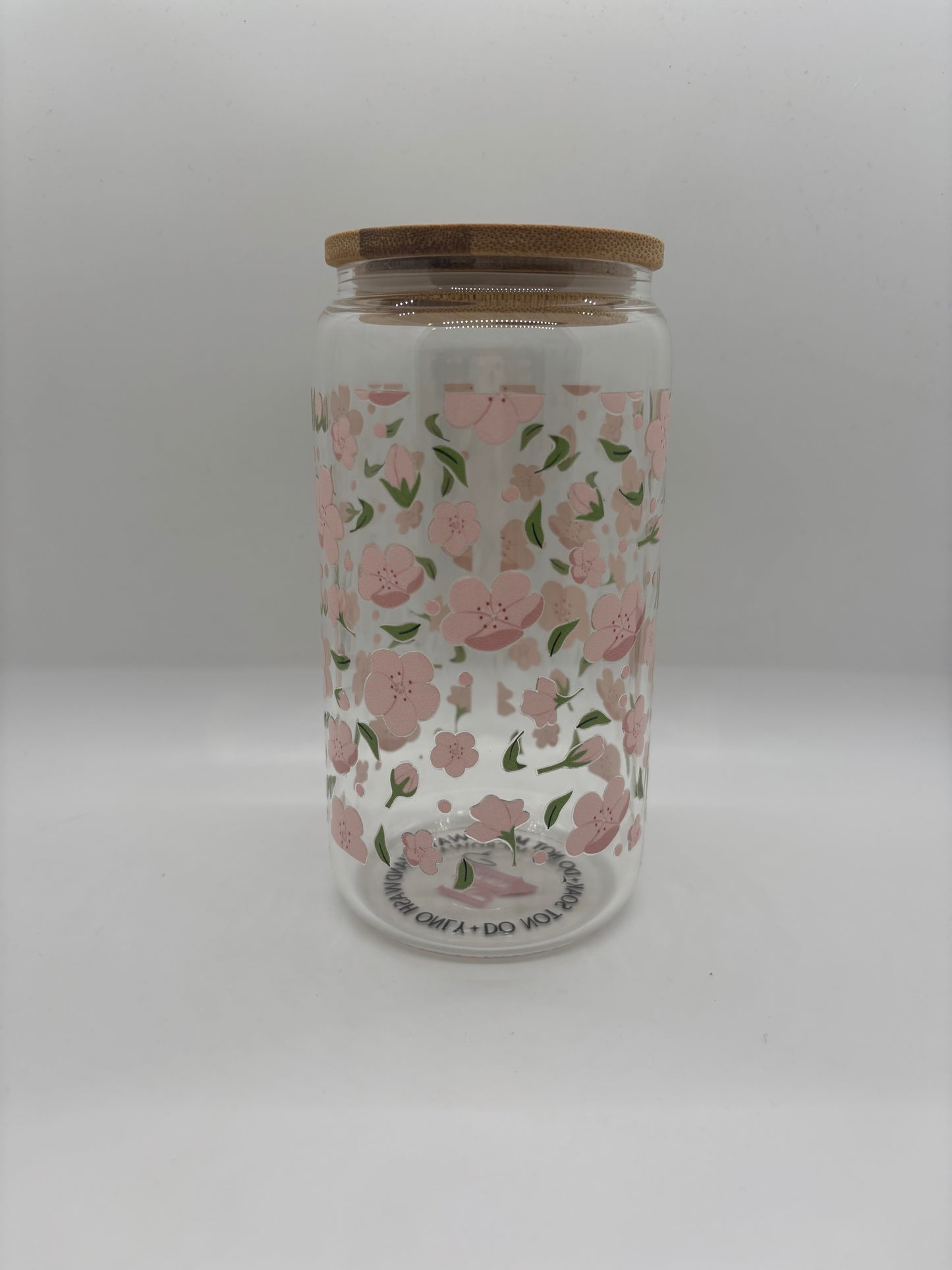 Pink Petals Glass Can Cup