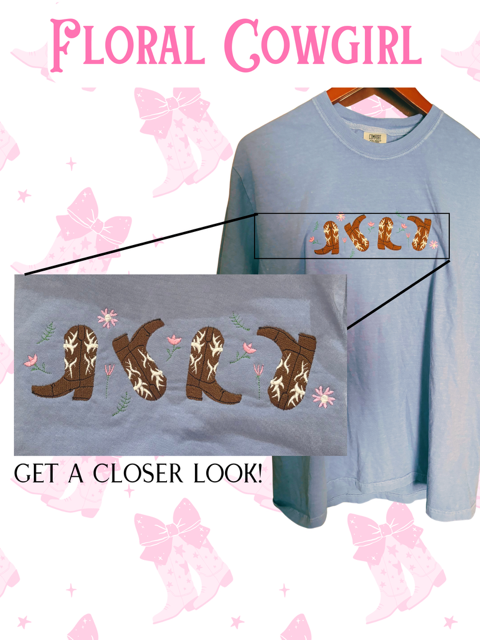 Floral Cowgirl Embroidered T-shirt