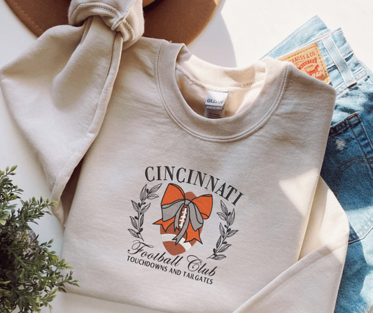 Football and Bows Embroidered Sweatshirt