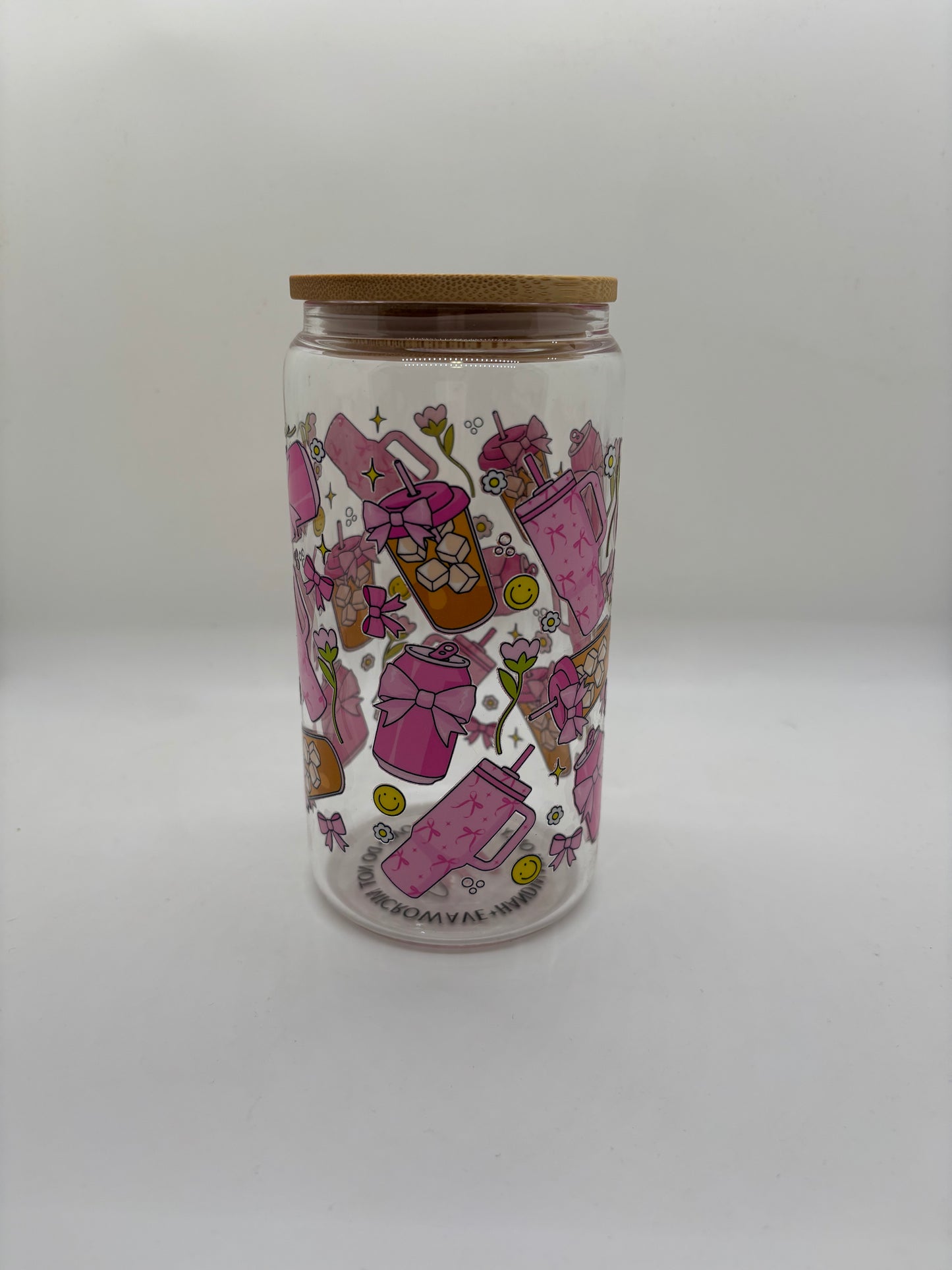 Pink-n-Girly Glass Can Cup