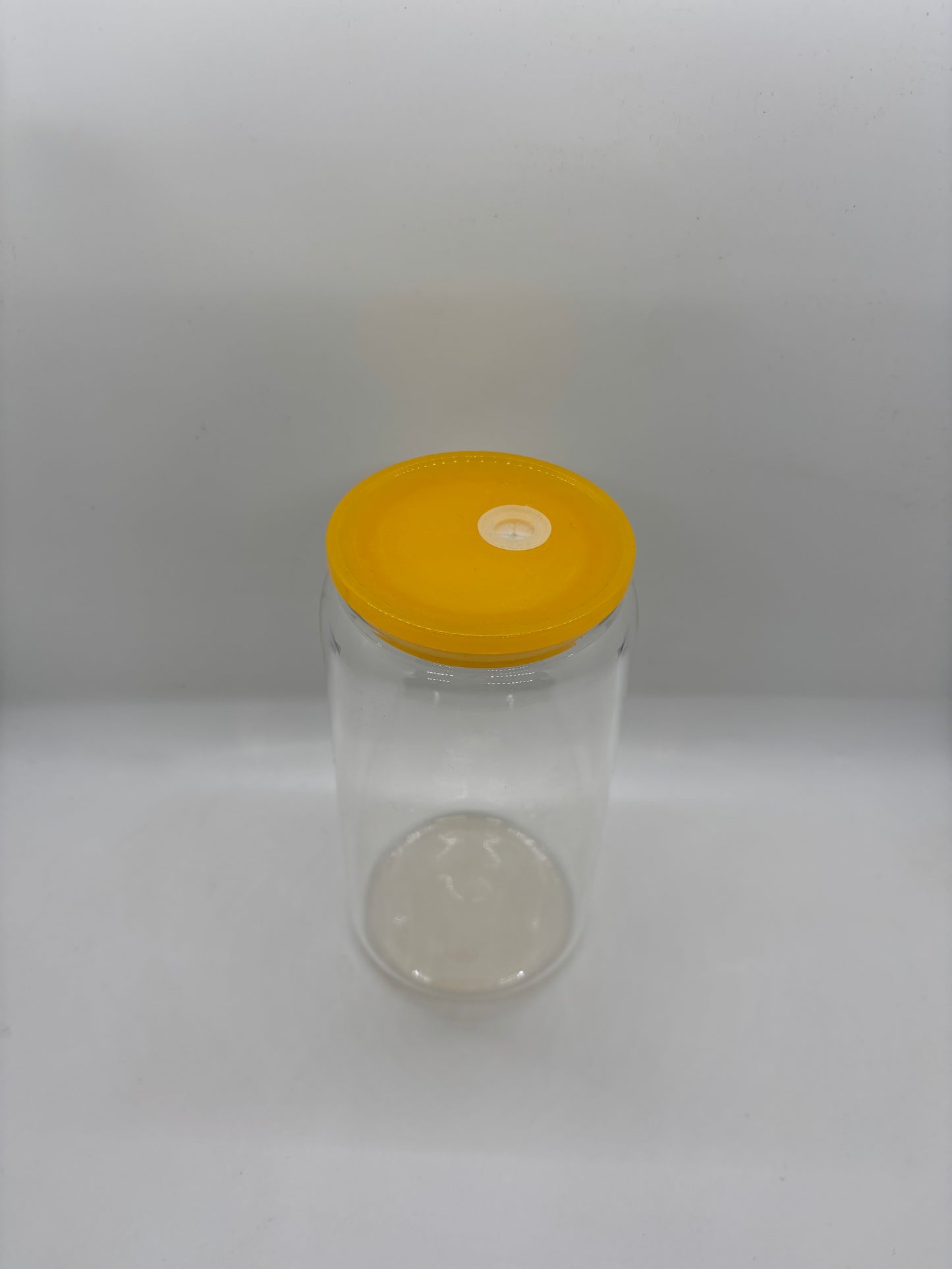 Glass Can Cup Plastic Lid