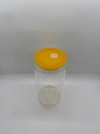 Glass Can Cup Plastic Lid
