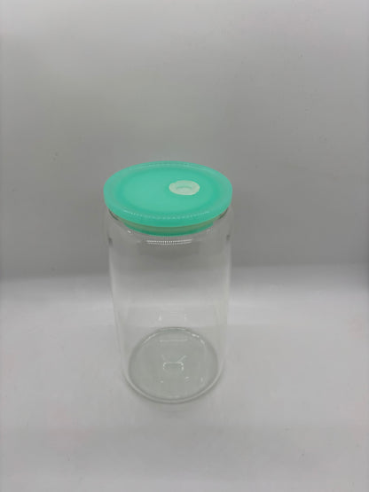 Glass Can Cup Plastic Lid
