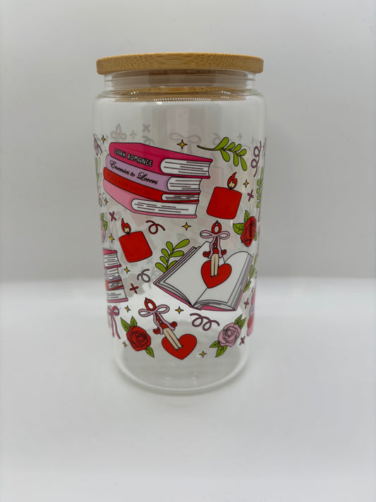 Love & Books Glass Can Cup