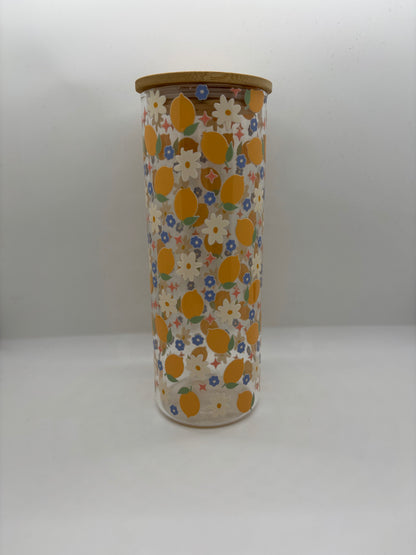 Lemon Zest 25oz Glass Can Cup
