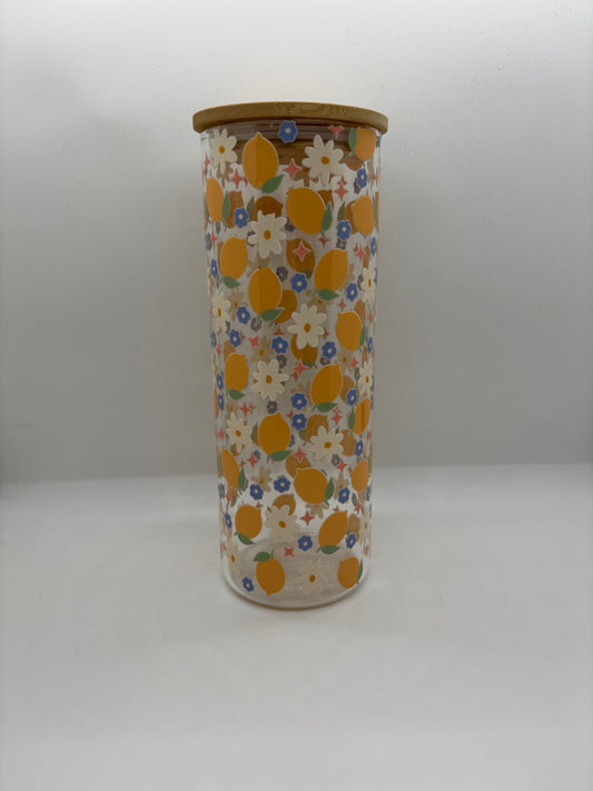 Lemon Zest 25oz Glass Can Cup