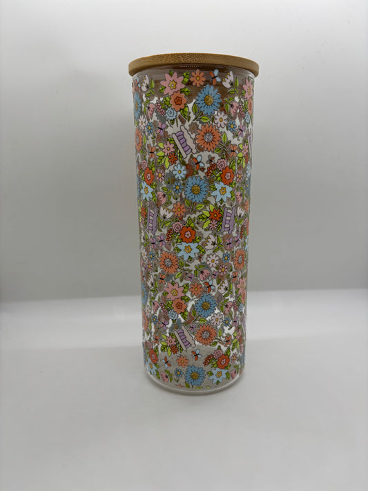 Vases of Flowers 25oz Glass Can Cup