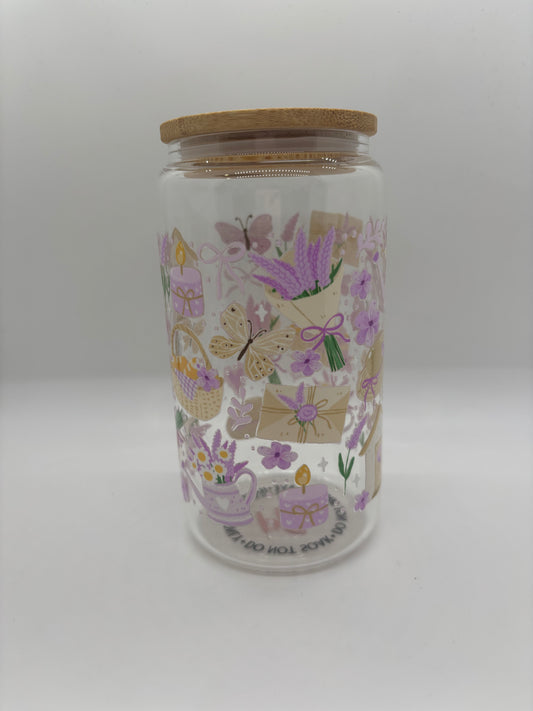 Lavender Fields Glass Can Cup
