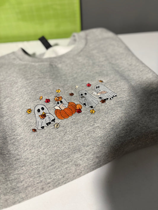 Fall Ghosties Embroidered Sweatshirt