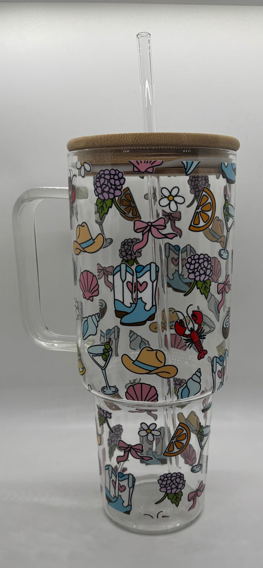 40oz Coaster Girl Glass Cup