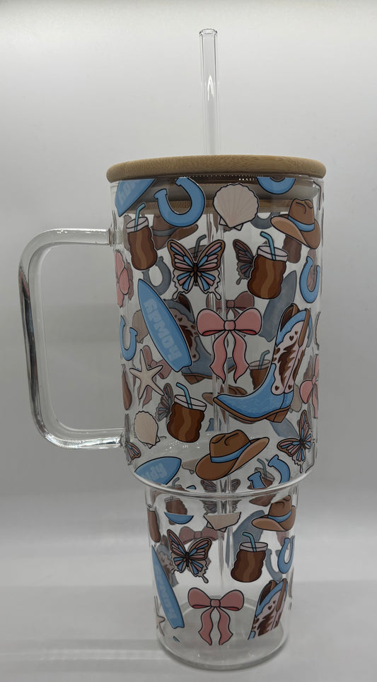 40oz Coastal Cowgirl Glass Cup